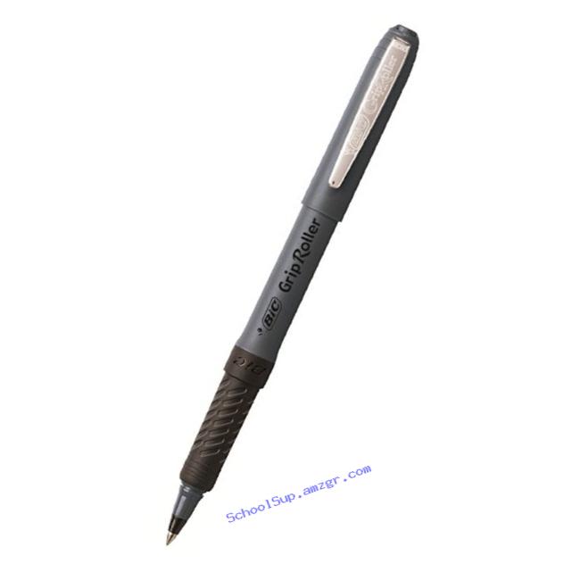 BIC Grip Stick Roller Ball Pen, Micro Fine Point (0.5 mm), Black, 12 Pens