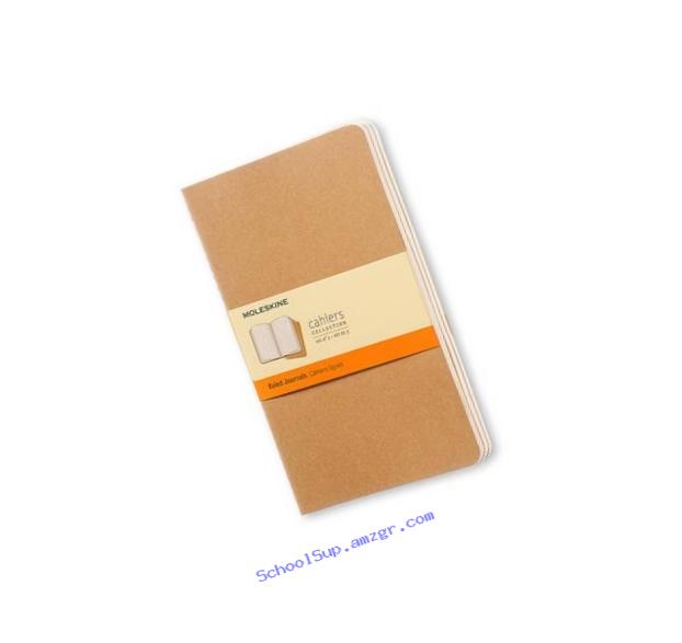 Moleskine Cahier Journal (Set of 3), Large, Ruled, Kraft Brown, Soft Cover (5 x 8.25): set of 3 Ruled Journals