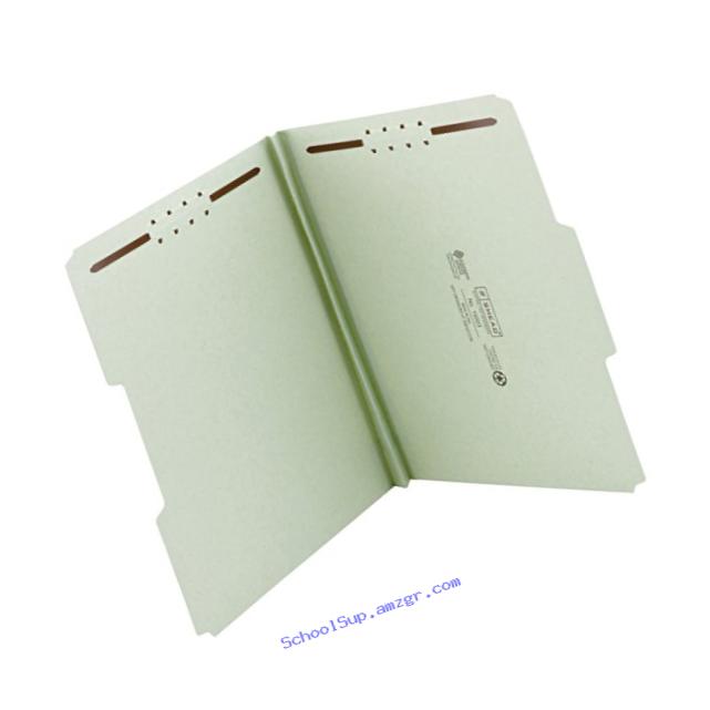 Smead 100% Recycled Pressboard Fastener File Folder, 1/3-Cut Tab, 1