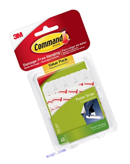 Command Poster Hanging Strips Value Pack, Small, White, 60-Pairs (17024-60ES)