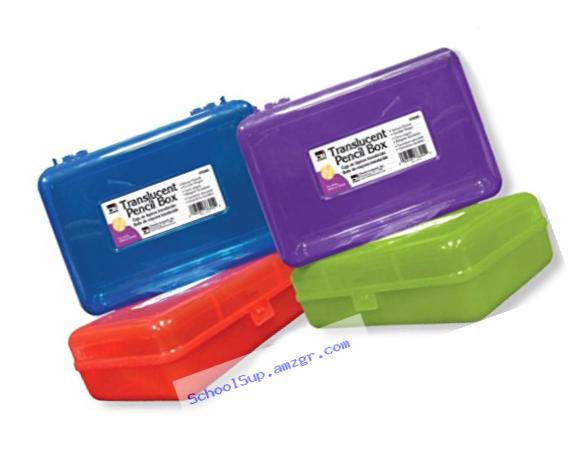 Charles Leonard Pencil Boxes, Plastic Snap-Close Box, 2.5 x 5.25 x 8.25 Inches, Assorted Colors, 24-Pack (76305)