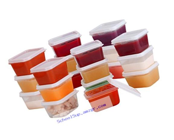Greenco Mini Food Storage Containers, Condiment, and Sauce Containers, Baby Food Storage and Lunch Boxes, Leak-resistant, 2.3 oz Each 20 count