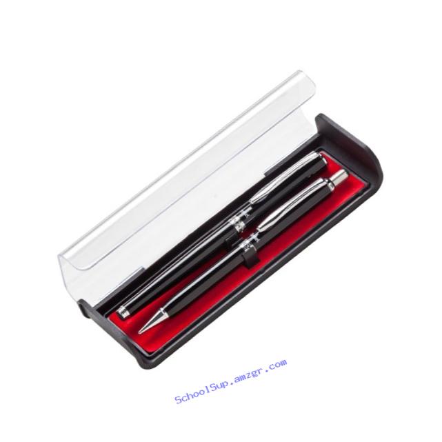 Pentel Libretto Roller Gel Pen and Pencil Set with Gift Box, Pen 0.7mm and Pencil 0.5mm, Black Barrels (K6A8A-A)