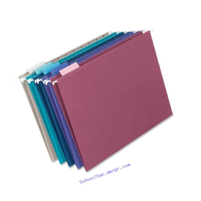 Smead Hanging File Folder with Tab, 1/5-Cut Adjustable Tab, Letter Size, Assorted Jewel Tone Colors, 25 per Box (64056)