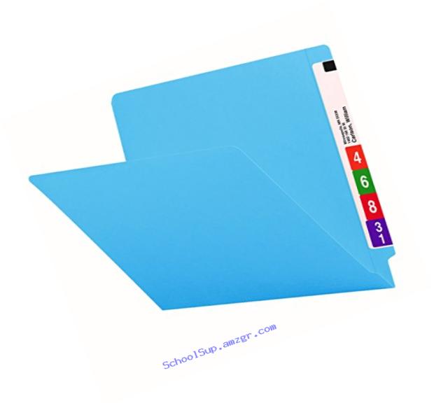 Smead Colored End Tab File Folder, Shelf-Master Reinforced Straight-Cut Tab, Letter Size, Blue, 100 per Box (25010)