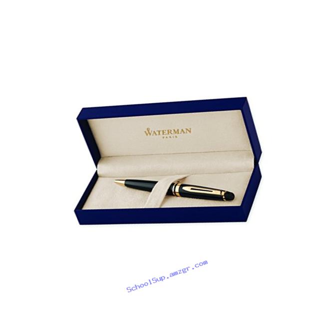 Waterman Expert Black Lacquer with Golden Trim, Ballpoint Pen with Blue ink (S0951700)