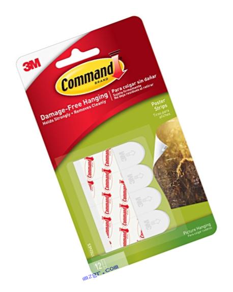 Command Poster Hanging Strips, Small, White, 12-Strip, 6-Pack (72 Pairs Total)