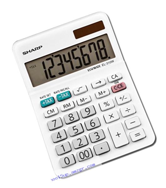 Sharp EL-310WB Calculator, White 3.125