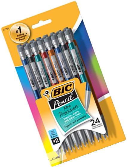 BIC Pencil Xtra Precision (Metallic Barrels), Fine Point (0.5 mm), 24-Count