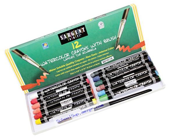 Sargent Art 22-1112 12-Count Water Color-Crayons with Brush