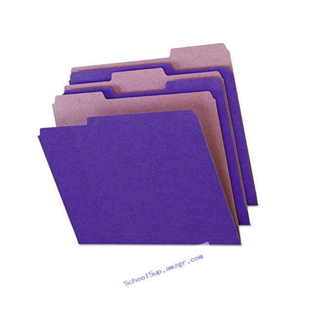 Pendaflex EarthWise 100% Recycled File Folders, 1/3 Cut, Top Tab, Letter Size, Violet, 100 per Box (04335)