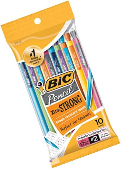 BIC Pencil Xtra Strong (Colorful Barrels), Thick Point (0.9 mm), 10-Count