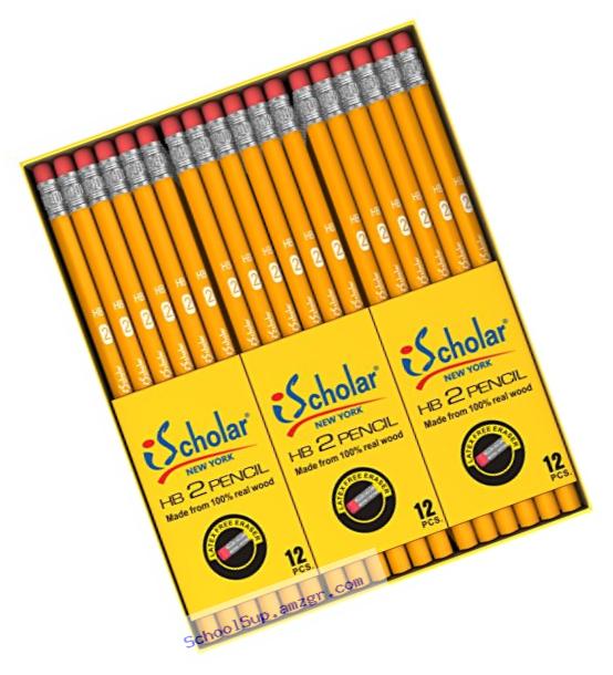 iScholar Gross Pack Pencils, #2, Yellow, Box of 144 (33144)